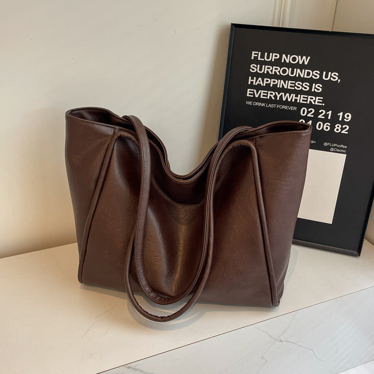 Leather Soft Shoulder Bag – Spacious Commuter & Travel Tote for Women