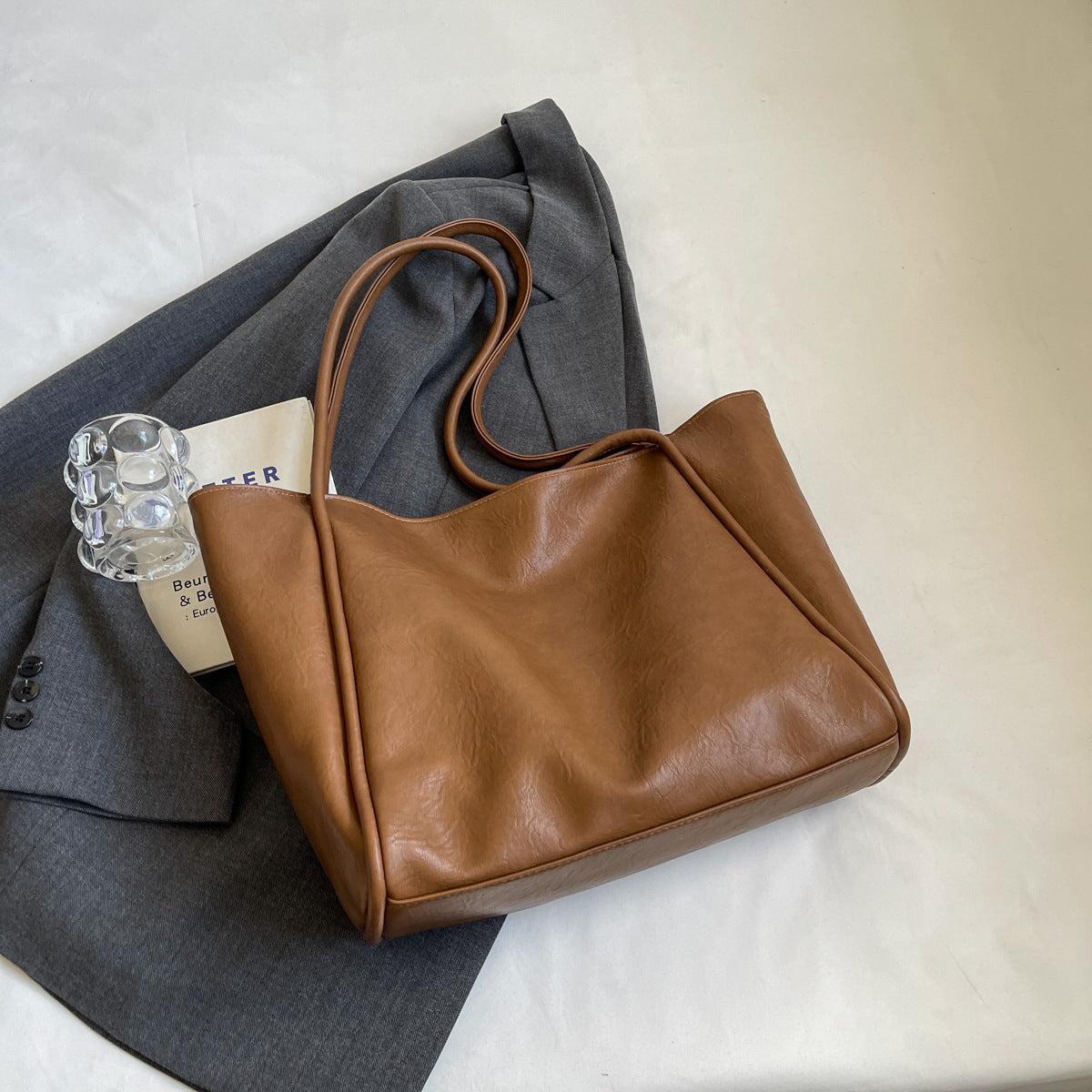Leather Soft Shoulder Bag – Spacious Commuter & Travel Tote for Women